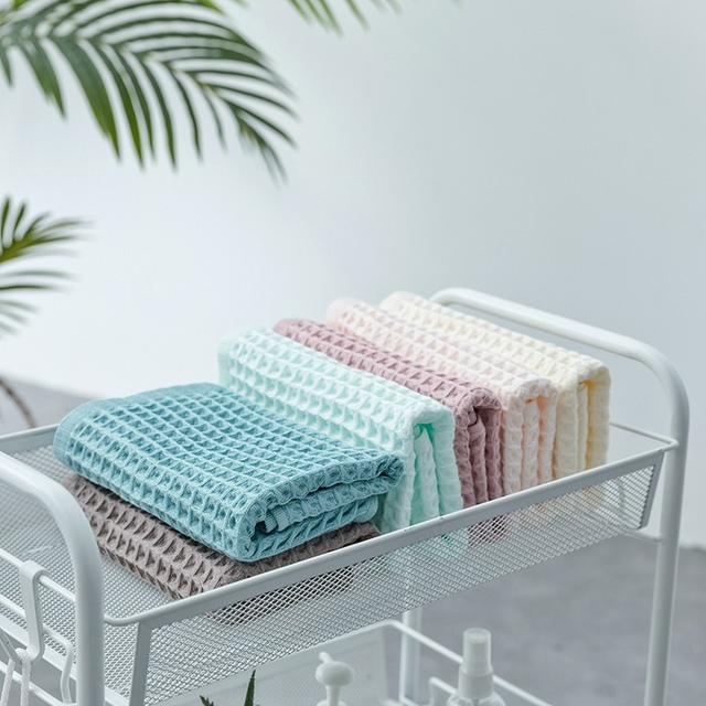 1Pcs Waffle Soft Face Towels for Adults Plaid Hand Towel 100% Cotton Face Care Bathroom Tools Sport Hair Towel 34*34cm Square