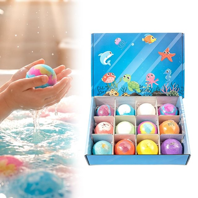 2026 New Ocean Bath Salt Ball Bath Bombs for Kids, 12-Pack with Surprise Inside, Bath Bombs, Easter Basket Stuffers Egg Fillers