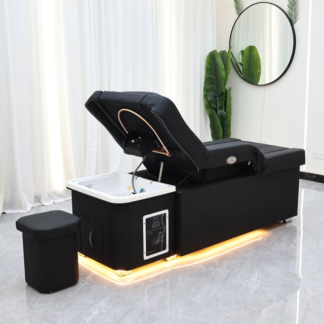 XinSheng Electric Adjustable Lift Shampoo Bed Massage Table All-in-One Salon SPA Massage Bed with Hair Washing Basin & Foot Bath