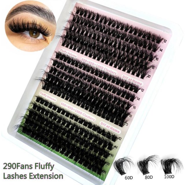 New 60D+80D+100D Fluffy Mink Eyelashes Segmented Natural Eyelash Extension 10-20mm Mix Individual Eyelash Cluster Makeup Lashes