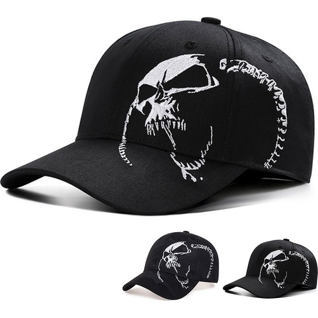 Unisex Side Skull Pattern Embroidery Baseball Caps Spring and Autumn Outdoor Adjustable Casual Hats Sunscreen Hat