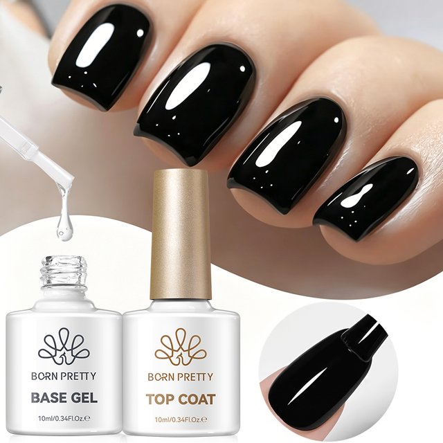 BORN PRETTY 10ml Base Gel Super Top Coat for Gel Nail Polish Semi Permanent Functions Gel Long Lasting Soak Off LED UV Gel