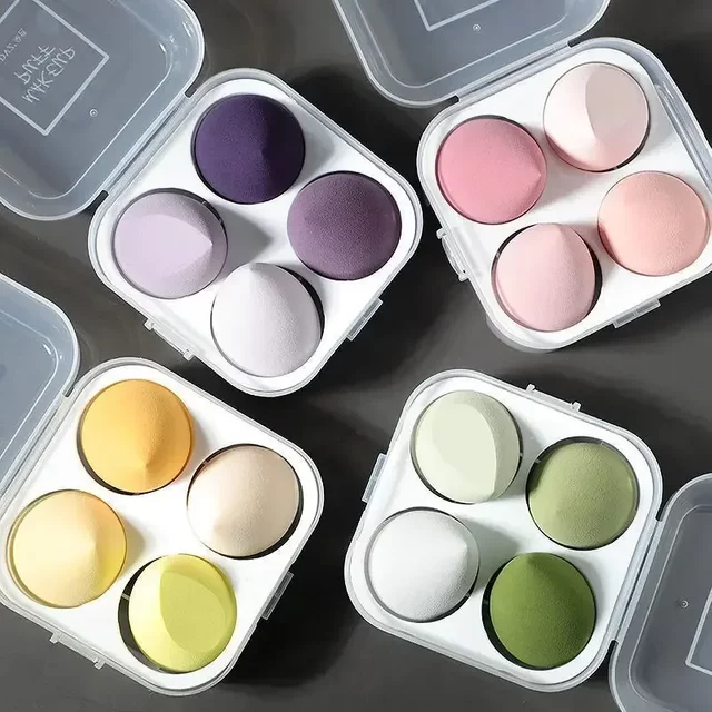 4/7pcs/setEgg-shaped Makeup Sponge, Non-powder-absorbing, Ultra-soft, Wet & Dry, Boxed