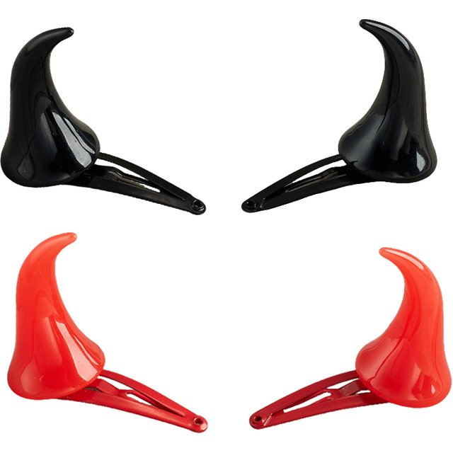 Pince à cheveux créative cornes de diable rouge noir 2 couleurs disponibles mascarade Cosplay accessoires Halloween fête Barrette pince à cheveux ZYF