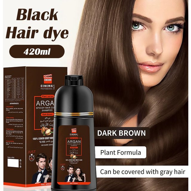 420ml 3-in-1 Hair Dye Shampoo Rapid Cleansing Moisturizing Smoothing Black Color Gray Hair Coverage Nourishing
