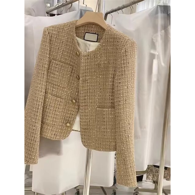 Mode à manches longues vêtements d'extérieur femmes 2025 automne dame Unique haut de gamme petit parfum Style manteau court