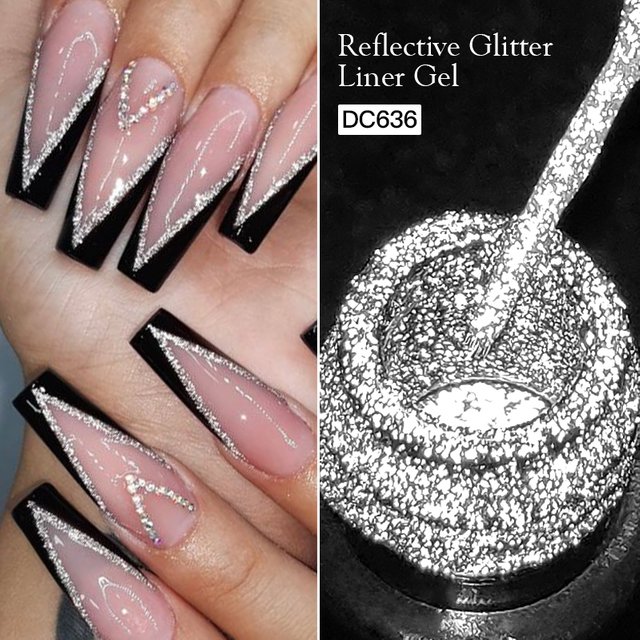 Reflective Glitter Liner Gel Nail Polish Gold Silver Spider Line UV Gel Pull Line Graffiti Painting Stripe DIY French Nails