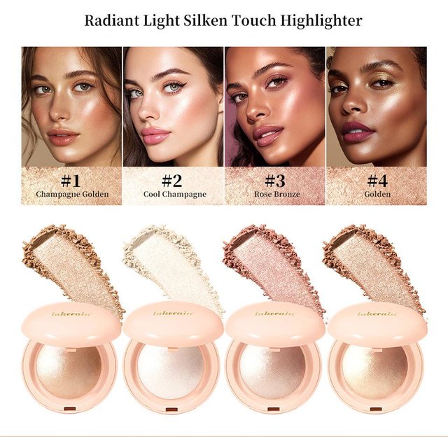 NEW Long Lasting Waterproof Face Highlighter Powder Instant Silky Skin Glow Baked Shimmer Illuminator Makeup Contouring Glitter