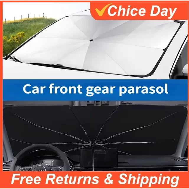 Car Sunshade Umbrella Front Windshield Silver Glue Sunshade Umbrella Uv Resistant Folding Umbrella Sunscreen Accessories Amagi