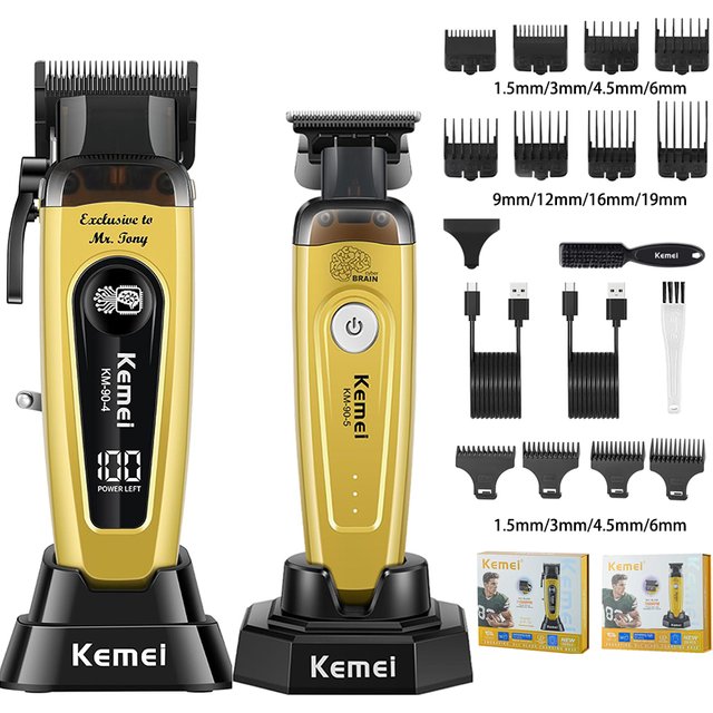 Professional Hair Clipper KM-90-5,KM-90-4 Electric Hair Trimmer Set for men Rechargeable Cordless Haircut Machine for Barber