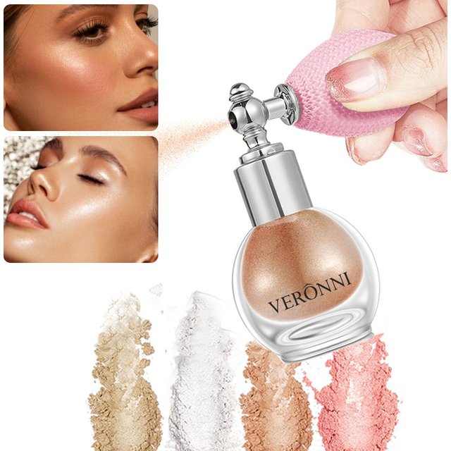 Glitter Body Highlighter Powder Spray Makeup,Shimmer Powder for Body And Face Hair,Parties,Festivals Cosmetic Luminous Effects