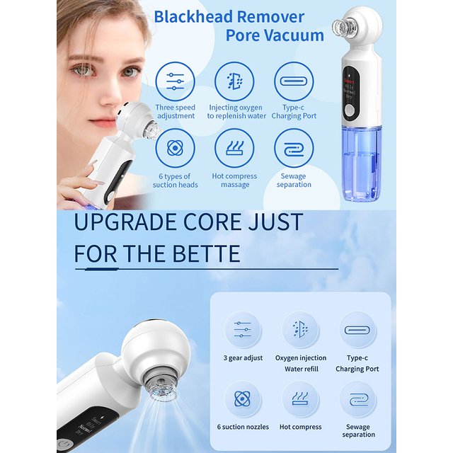2025 New Blackhead Remover Pore Vacuum With Hot Compress Electric Facial Hydrating Cleaner Pimple Extractor Face Beauty Device
