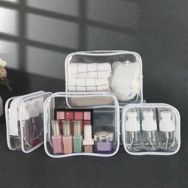 Transparent PVC Clear Makeup Bag Travel Toiletry Wash Beautician Cosmetic Storage Organizer Pouch Case