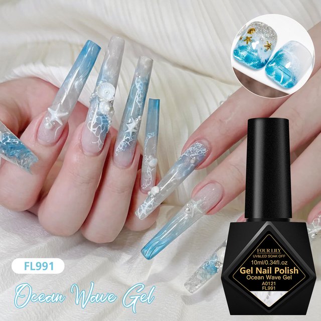 10ml Bubble Ocean Wave Gel Nail Polish White Nail Poke Lace Hollow Gradient Design Soak Off UV Gel Varnish Nail Supplies DIY