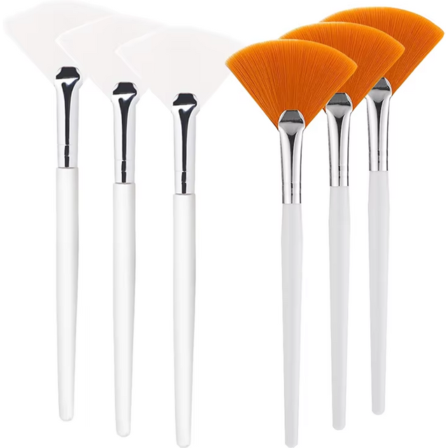 3 Pieces Facial Mask Brushes Professional Fan Face Mask Brushes Makeup Applicator Esthetician Brush for women Girl Cosmetic Tool