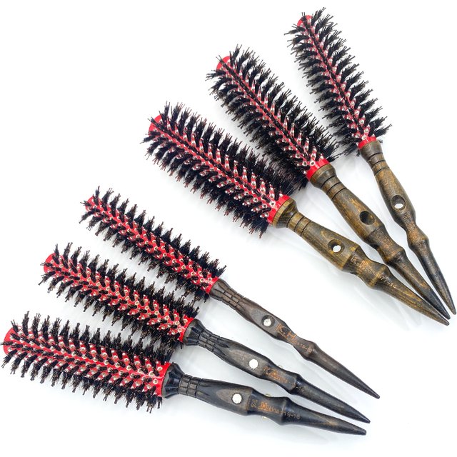 Round Hairbrush Anti Static Wood Boar Bristle Round Brush Hairdresser Styling Tools Teasing Brush For Curly Hair Comb Brush