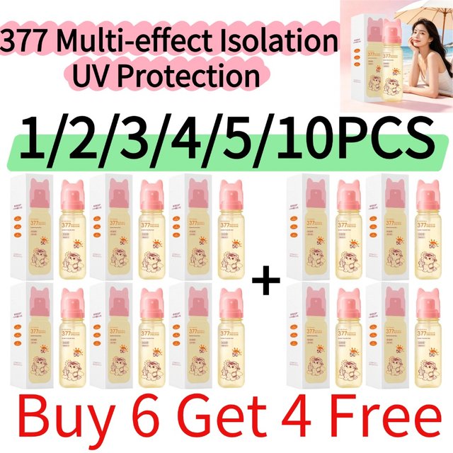 10pcs(Buy 6 Get 4 Free) SPF50+ PA+++ Whitening Sunscreen Spray 377 Multi-effect Isolation UV Protection Sweat Resistant Mist