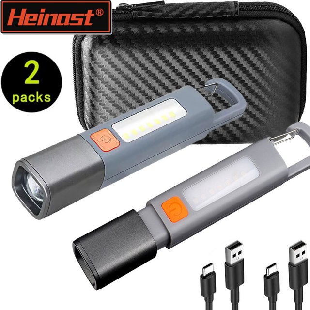 Lampe de poche ABS à éclairage puissant, Rechargeable par USB, Zoomable, étanche, torche EDC d'extérieur avec crochet, lanterne d'urgence longue portée