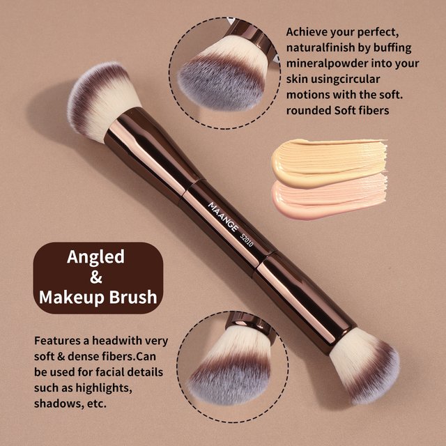 MAANGE 1 pièces Double extrémité fond de teint brosse Contour sculptant brosse poudre Blush brosse