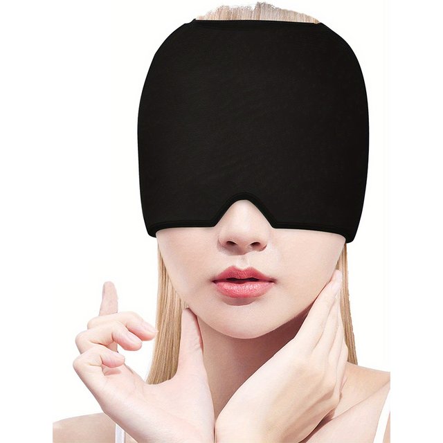 Gel Cold Hot Head Ice Cap Wrap with Sleep Eye Mask - Dual Therapy Face Mask for Head Massage Health Care Tool for Relaxation
