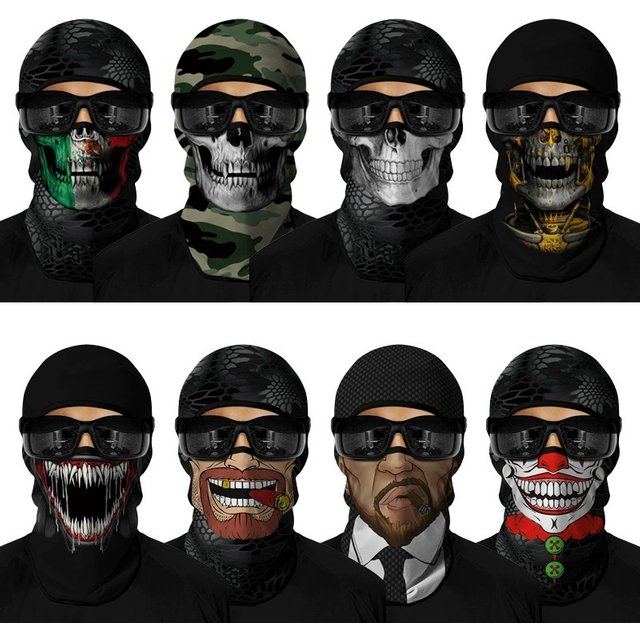 Winter Skull Balaclava Motorcycle Full Face Mask Snood Bandana Outdoor Neck Gaiter UV Protection Cycling Mask Headgear Balaclava