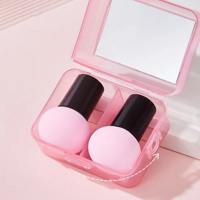 2PCS/Set Long Handle Mushroom Head Makeup Sponge Super Soft for Dry Wet Dual Use Air Cushion Puff Make Up Sponge