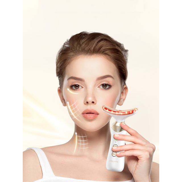 ANLAN Dual Polar Neck Beauty Device with 24K Gold Anti-aging Remove Double Chin Facial Lifting 5 Color LED Warm Facial Massager