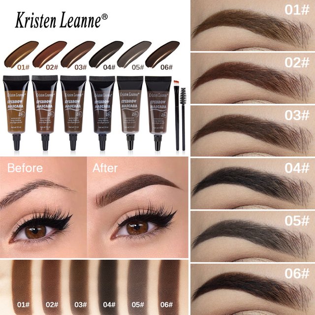 6 Colors Eyebrow Dye Creamt 1pcs - Waterproof Tint Gel with Makeup Brush Long-Lasting Formula Eyebrow Gel & Dye