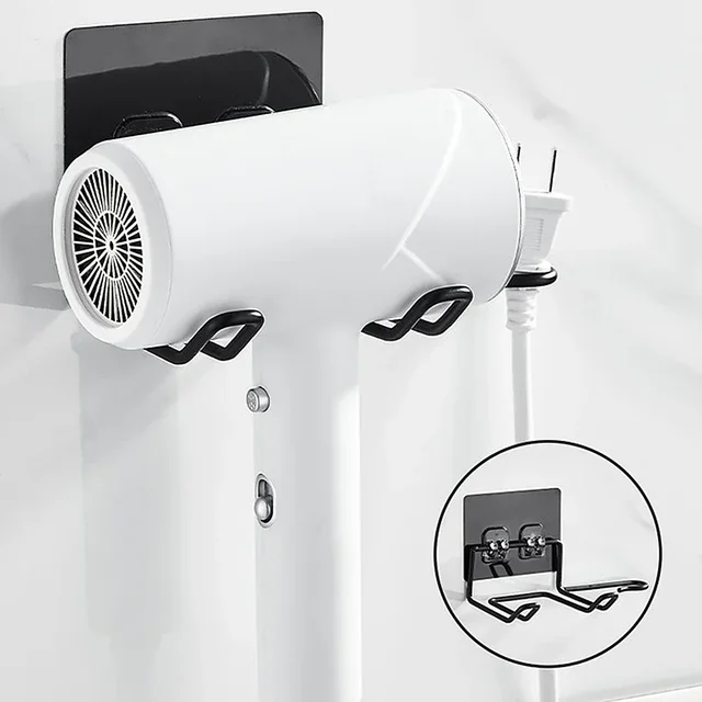 Wall Mounted Hair Dryer Holder Rack, No Drilling for Straightener & Tools - Bathroom Organizer Shelf w/Nail-free installation