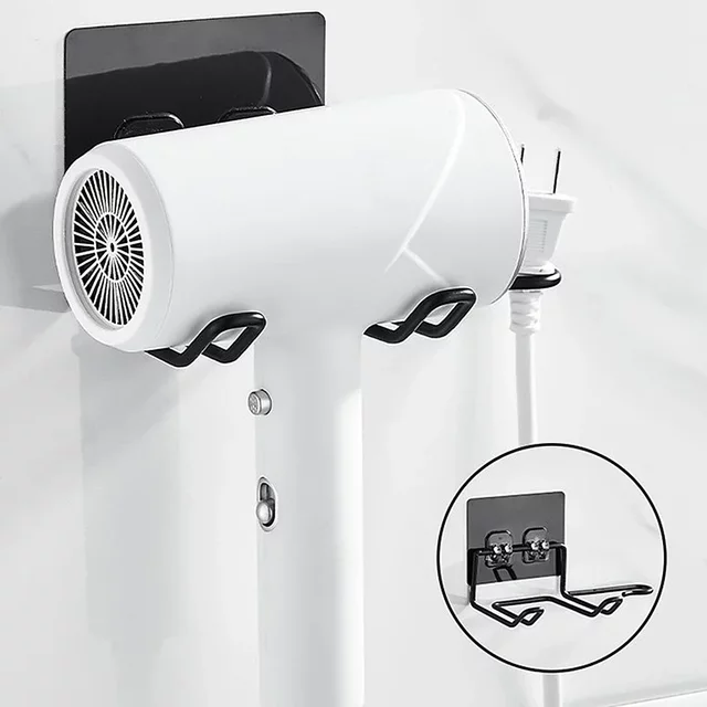 Wall Mounted Hair Dryer Holder Rack, No Drilling for Straightener & Tools - Bathroom Organizer Shelf w/Nail-free installation