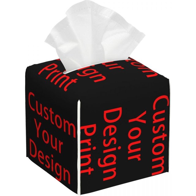 Custom Custom Your Design Tissue Box Holder Square Customized Logo Printed PU Leather Facial Tissue Box Cover for Car Home