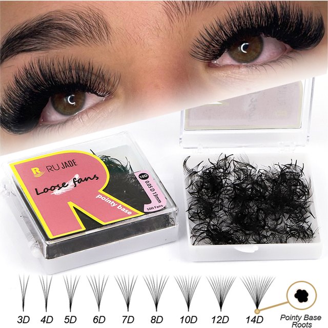 100/300/500 Fans Promade Volume Loose Fans Eyelashes Extension Handmade Pointy Base Premade Volume Fans Makeup Loose Fans Lashes
