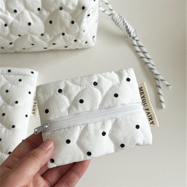 Fashion Quilted Polka Dot Makeup Bag Ultralight Large Capacity Cosmetic Pouch Portable Travel Lipstick Bag