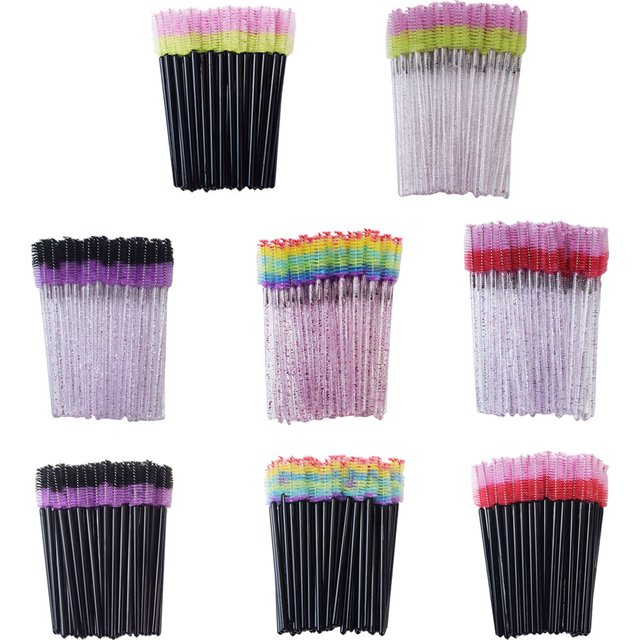 Brosses à cils jetables de couleurs mélangées, baguettes de Mascara en cristal, peigne à paillettes,