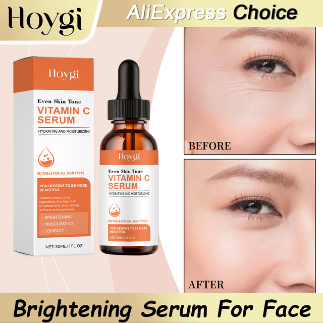 HOYGI Vitamin C Facial Essence Dark Spot Remover Brightening Repair Serum Face Skin Care Sodium Hyaluronate Nourish Moisturizing