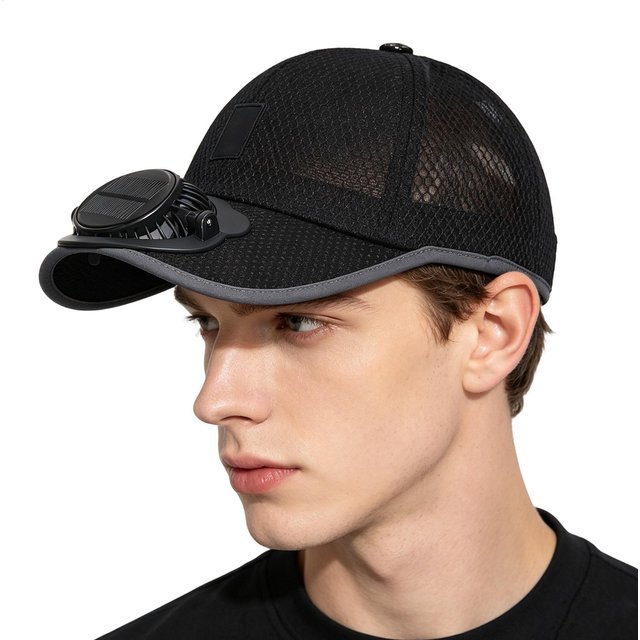 Breathable Sunhat with Solar Fan Sun Block Baseball Hat with Solar Fan USB Charging Fan Outdoor Sunhats Sunscreen Sunshade Hats