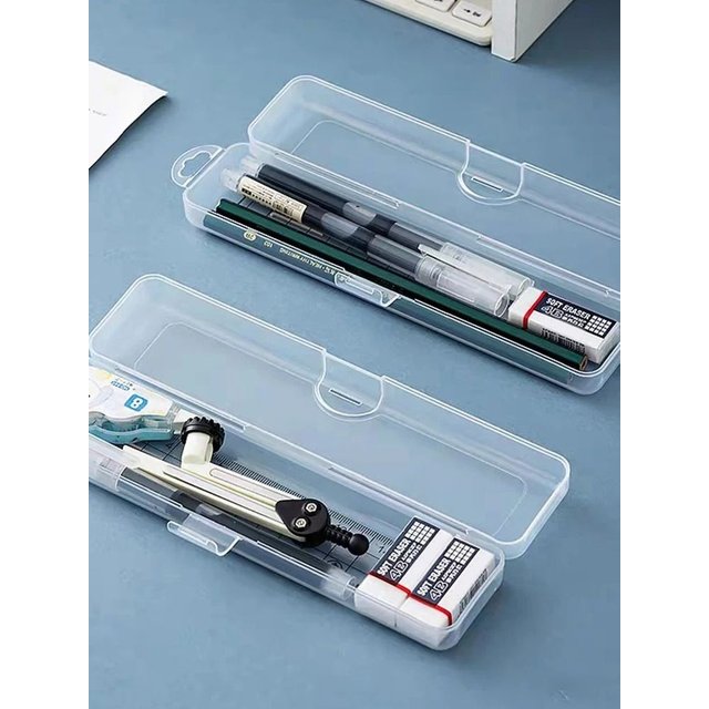 1Pcs Eyebrow Pencil Tableware Chopsticks Makeup Brush Storage Box with Cover Portable Plastic Box Organizer Transparent