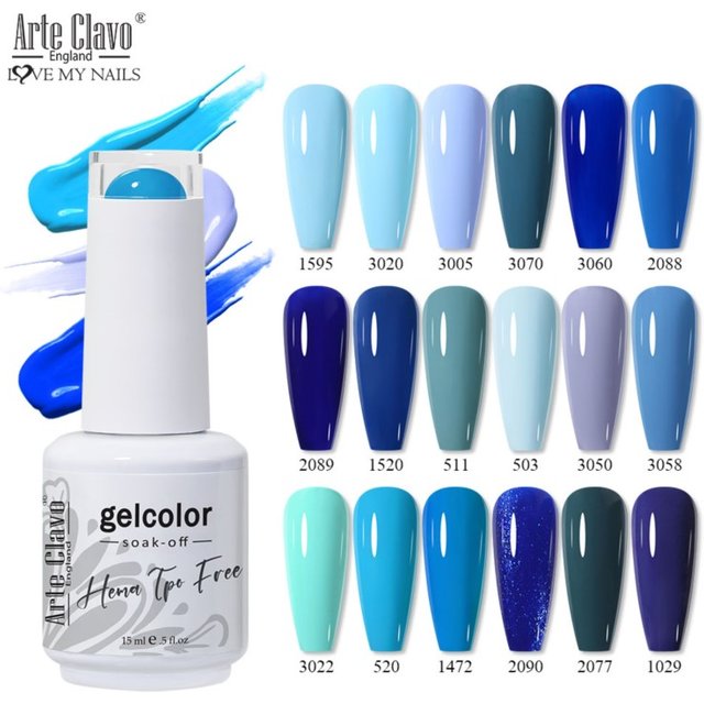 Arte Clavo Blue Color Series Gel Nail Polish Long Lasting Varnish Lacquer Gel Top Base Coat Soak Off Nail Art Design Manicure