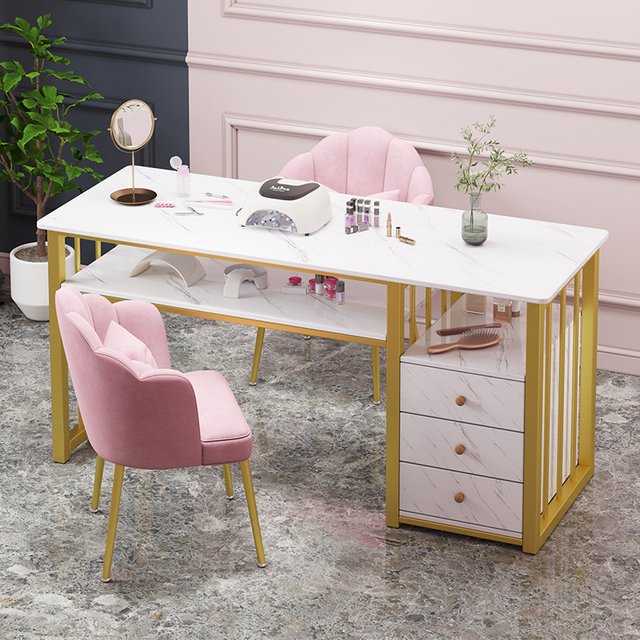 Nail Salon Table,chair,rectangular Makeup Table,small-sized Girl Heart Nail Salon Table,single and Double Person Nail Tables