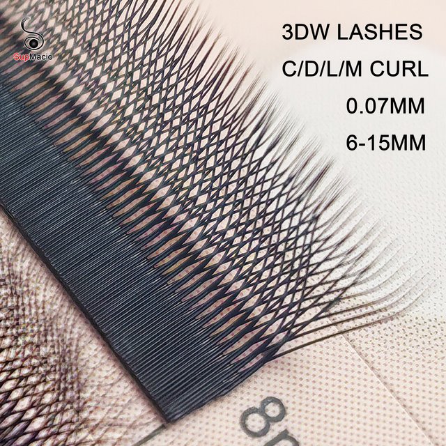 Supmacio LU M L Curl 3DW Eyelash Extensions W Shaped Eyelashes Cilios 3D Premade Fan Lashes Makeup 0.07 Volume Bundle