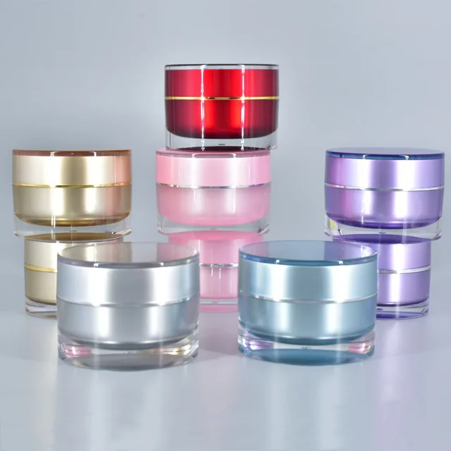 1PCS straight round bottle 10g15g20gPS acrylic cream bottle cosmetic plastic bottle packing box thick bottom face cream bottle