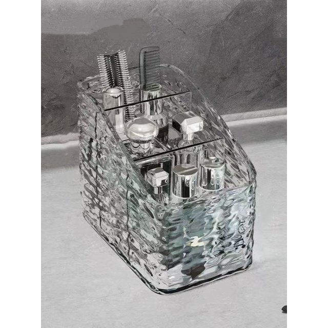 1Pc/Transparent Acrylic Cosmetics Storage Box Desktop Compartment Organizer Box Trapezoidal Cosmetics Storage