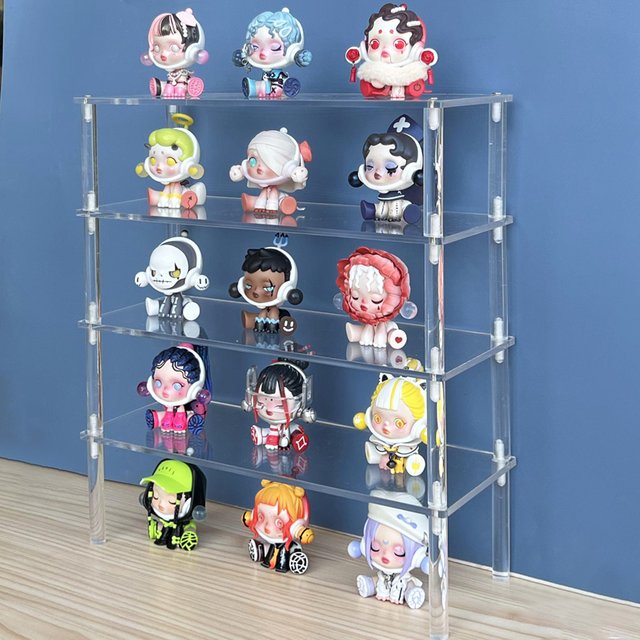 1-4 Tier Clear Acrylic Trapezoidal Display Stand for Blind Box Toys,Car Model, Desktop Storage Shelf for Jewelry, Perfume
