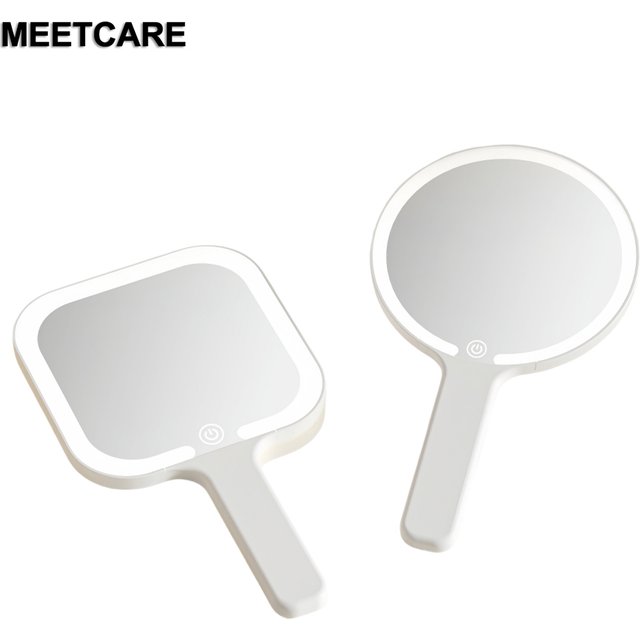 3 Colors LED Smart Makeup Mirror Hand-held Carry with Touch Screen Cosmetic Tabletop Vanty Mirror Travel Home Use Beauty Mirrors