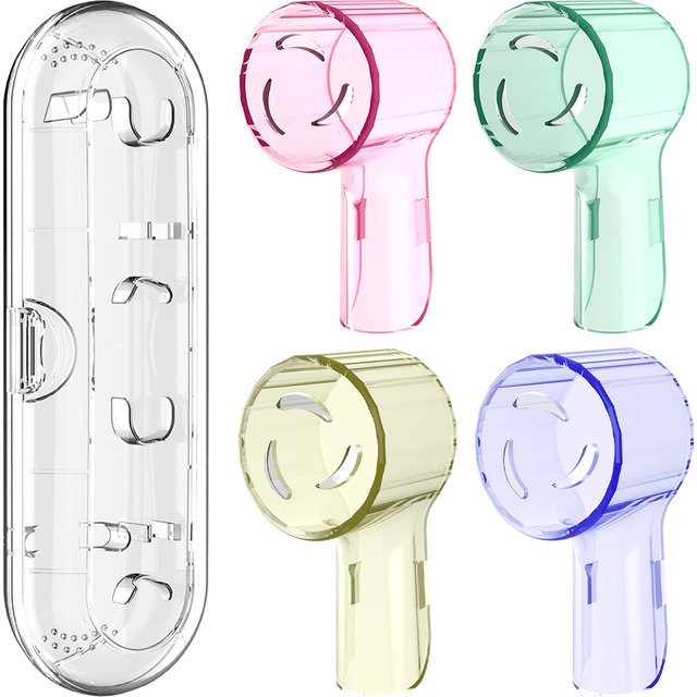 Toothbrush Travel Case with 4 Pack Brush Head Dustproof Covers, Compatible with Oral B Electric Toothbrushes, for Pro 1000, 1500