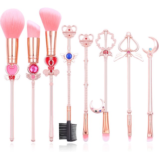 8pcs Anime Sailor Moon Makeup Brushes Set lady Girl Fashion Brushes Foundation Cosmetic Eyebrow Eyeshadow Brush Tool Pincel