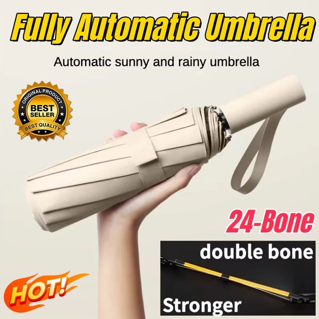 New Large Automatic Umbrella 24 Bone Wind Resistant Strong Double Sunscreen UV Protection Dual Use Umbrella for men Women