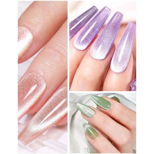 1 X 0.5 oz Shimmering Glitter Nail Polish, Holographic Laser Ruby Cat-Eye Gel Nail Polish, Removable LED Light Manicure, DIY S