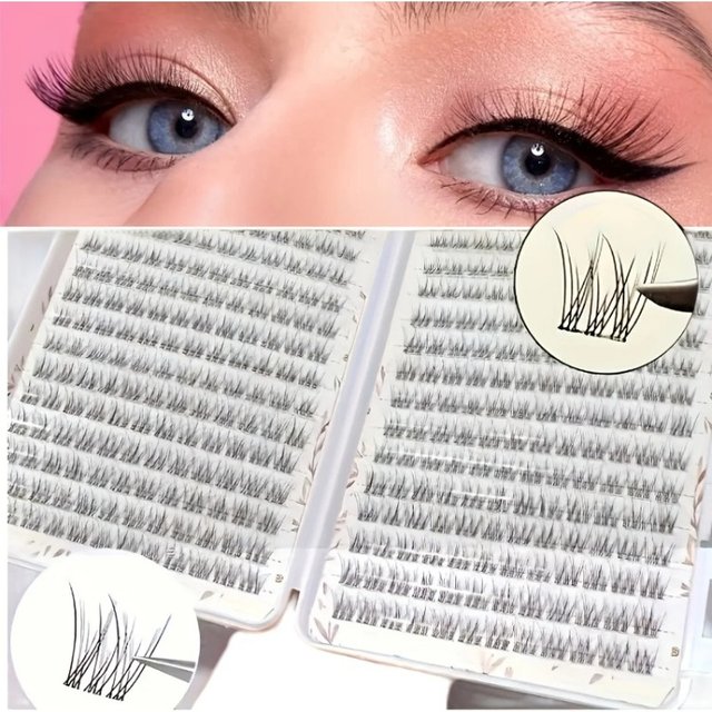 384 Soft and Lightweight Fish Tail Single Cluster Eyelashes, 10-12 Millimeters - Perfect for Daily Makeup and Eyelash Extension