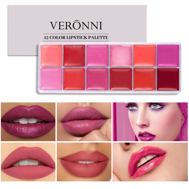 12 Color Lipstick Palette Velvet Matte Moisturizing Lipstick Lip Gloss Palette Waterproof Color-Resistant Lipstick Palette
